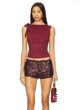 Lioness Night Rider Mini Shorts Sequin Burgundy Small NWT